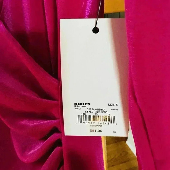 NWT Intempo Bright Pink Velvet Long Sleeve Dress Women's Size Small - Picture 5 of 7
